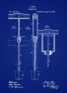 Corkscrew Patent Blueprint