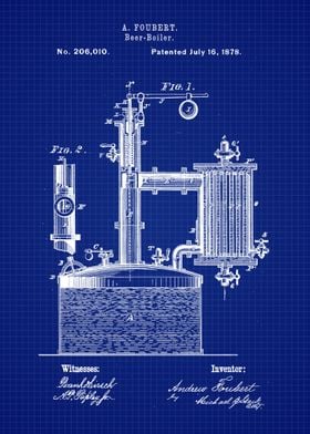 Beer Boiler Blueprint Art