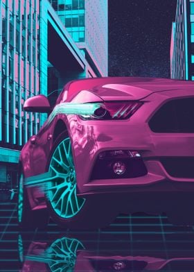 Retrowave style car