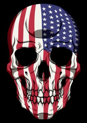 Patriotic Skull USA Flag