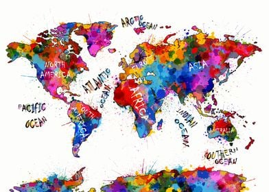 world map splatter