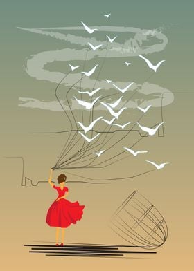 Girl and Birds