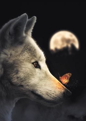 Wolf and Glowing Butterfly