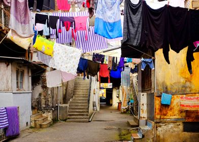 Laundry hanging to dry