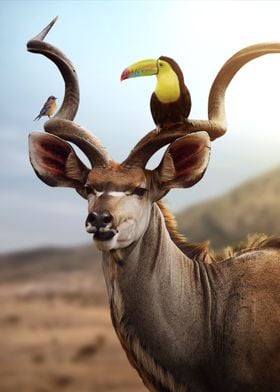 The Kudu and Birds