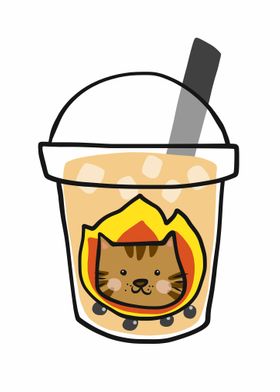 Cat bubble milk tea