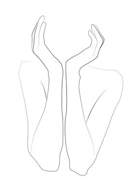 Hands on face lineart