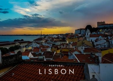 Lisbon skyline night