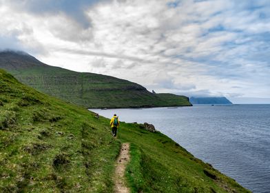 Father Hiking Faroe Island