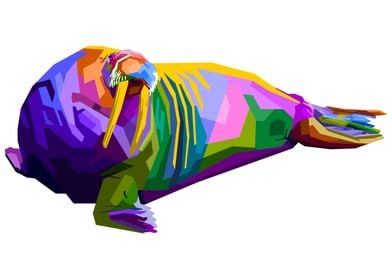 colorful walrus pop art