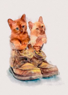2 Kittens in Boots