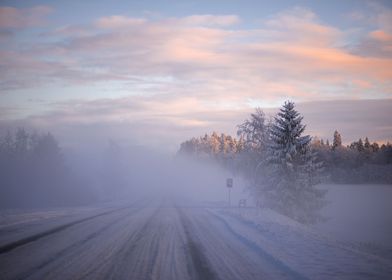 Winter road landscape