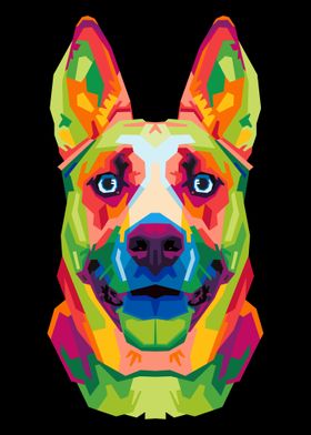 colorful dog on pop art