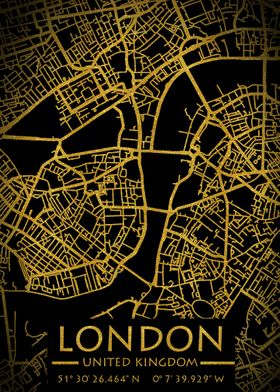 London UK City Map Gold