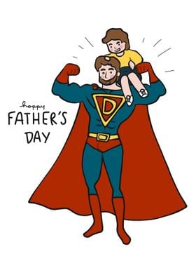 Super daddy hero with baby