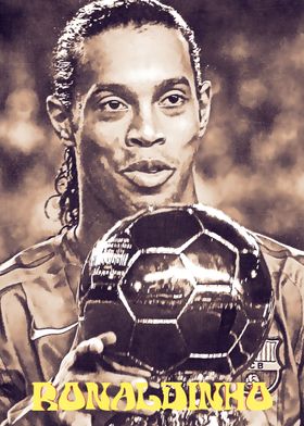 Ysirseu Ronaldinho Gaucho Barca Metal Tin Sign 8 x 12 in Sport Artwork  Vintage Poster Man Cave Decorative