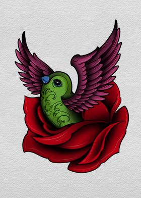 Bird in a Rose