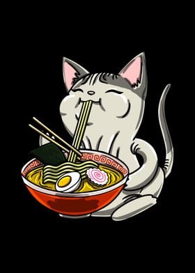 Fat Sphynx Eating Ramen