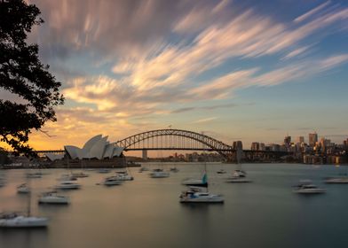 Sydney landmarks at sunset