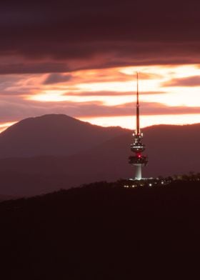 Canberra tower at sunset