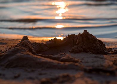 Beach sand during sunset