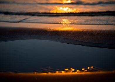 Beach sand during sunset