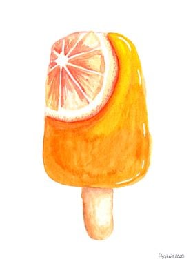 orange watercolor popsicle