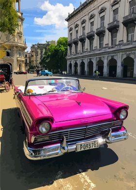 Pink cuban car