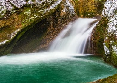 Icy waterfall in winter