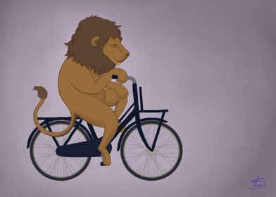 Lion on a bike