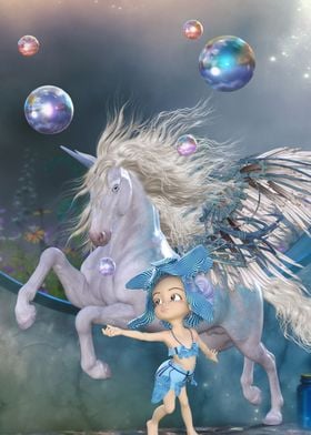 Cute fairy with unicorn