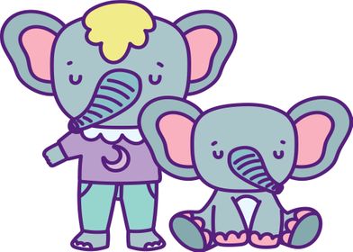 Cute Elephant Family