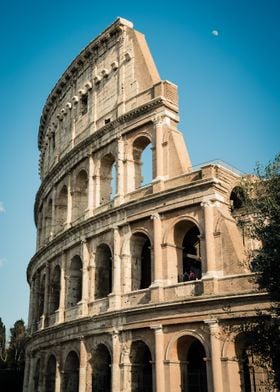 Colosseum and moon