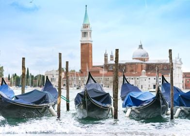 Gondolas moored