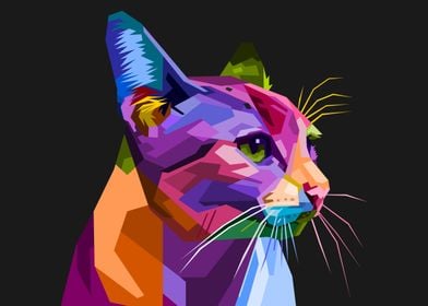 colorful cat on wpap style