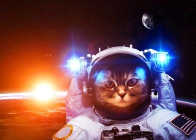 Cat Astronaut in orbit