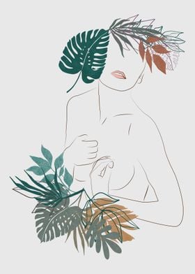 Women Plant Line Art