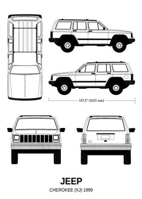 Bnw Jeep Cherokee Xj 199 Poster By Michael Bruns Plates Displate