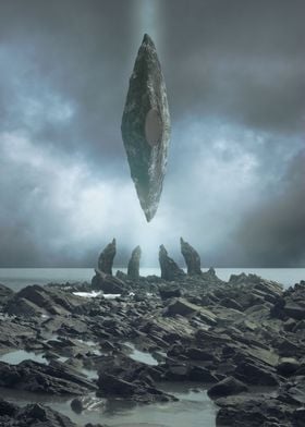Sci fi floating rock  