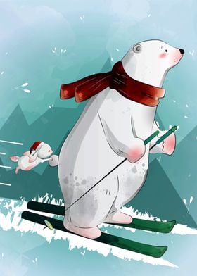 Polar bear skiing