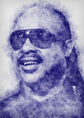 Stevie Wonder Pen Sketch