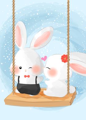 Cute little couple bunny