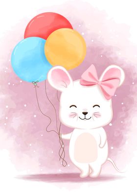 Baby mouse with balloon