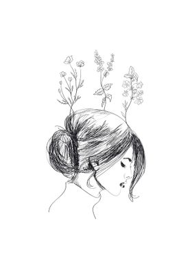 Hand Drawn Flower Girl