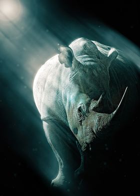 Rhino Under Blue Light