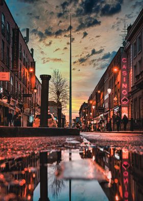 Irish streets at sunset