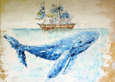 Oil painting Whale