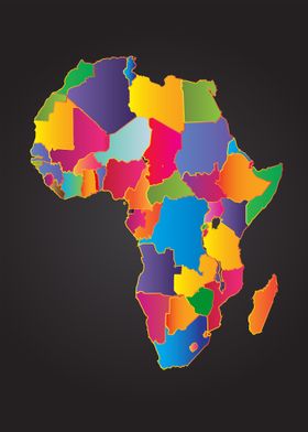 Multi Colour of Africa Map