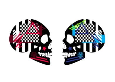 Colorful skull icons whit