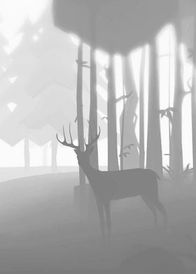 Deer flat grayscale